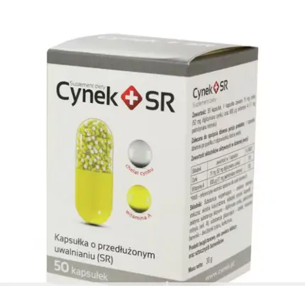 Cynek Sr 50 капсул, цинк, витамин А - иммунная система, волосы, кожа, ногти, Lek-Am, Серый, Cynek Sr 50 капсул, цинк, витамин А - иммунная система, волосы, кожа, ногти, Lek-Am