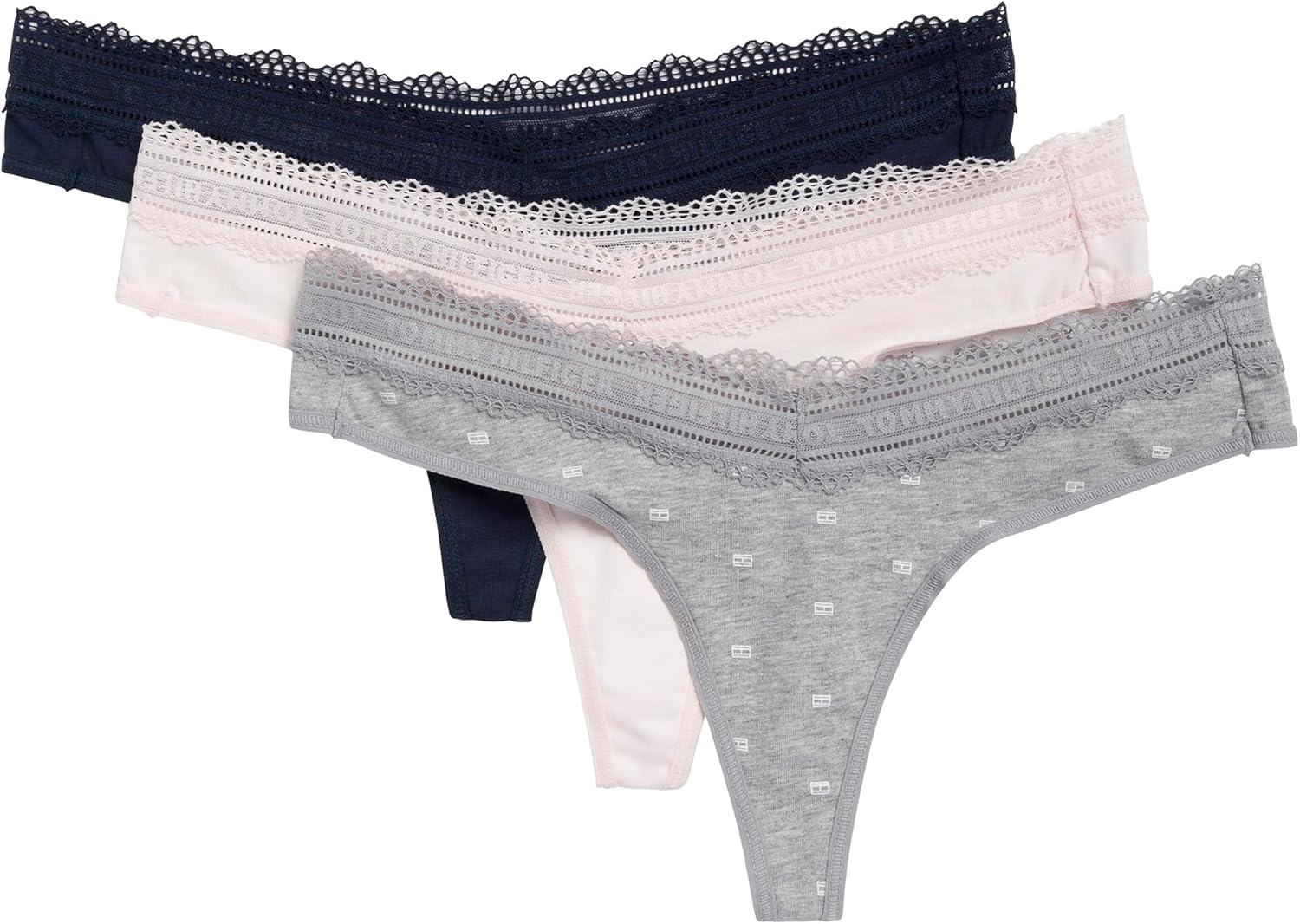 Женские хлопковые стринги Tommy Hilfiger с кружевной отделкой и логотипом, 3 шт., Flag Print/Rosewater/Sky Captain
Женские хлопковые стринги Tommy Hilfiger с кружевной отделкой и логотипом, 3 шт., Flag Print/Rosewater/Sky Captain