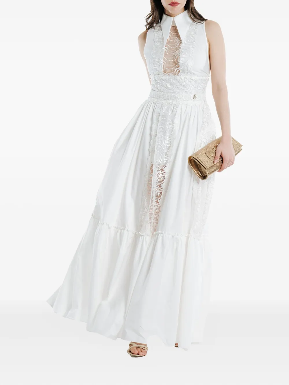 Платье маски с кружевной вставкой Babylone Paris, белый 
Платье маски с кружевной вставкой Babylone Paris, белый