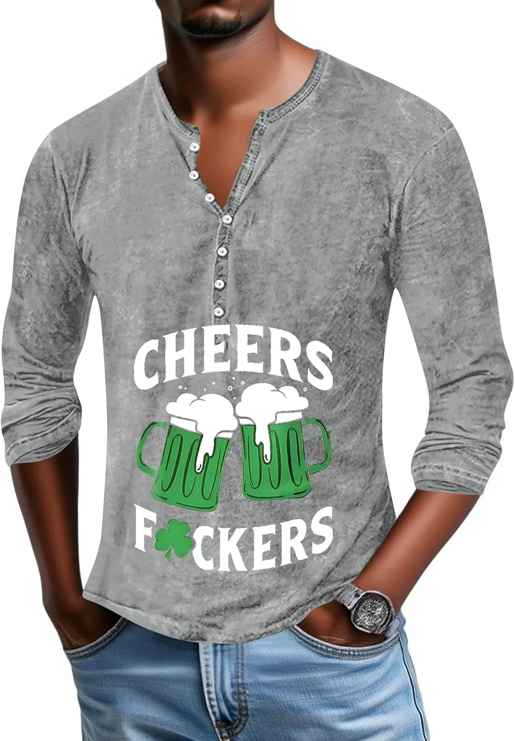 Футболка St Patricks Day мужская с длинным рукавом и зеленым принтом
Футболка St Patricks Day мужская с длинным рукавом и зеленым принтом