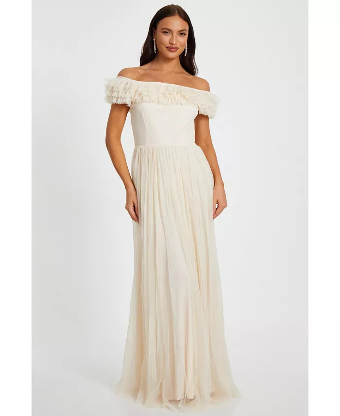 Женское платье макси с сетчатыми оборками и вырезом лодочкой QUIZ, коричневый/бежевый
Женское платье макси с сетчатыми оборками и вырезом лодочкой QUIZ, коричневый/бежевый