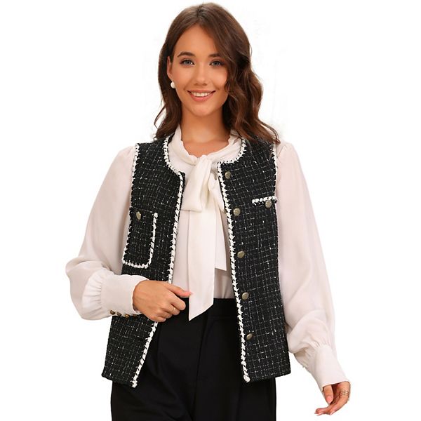 Женский твидовый жилет в клетку с круглым вырезом и пуговицами Allegra K
Женский твидовый жилет в клетку с круглым вырезом и пуговицами Allegra K