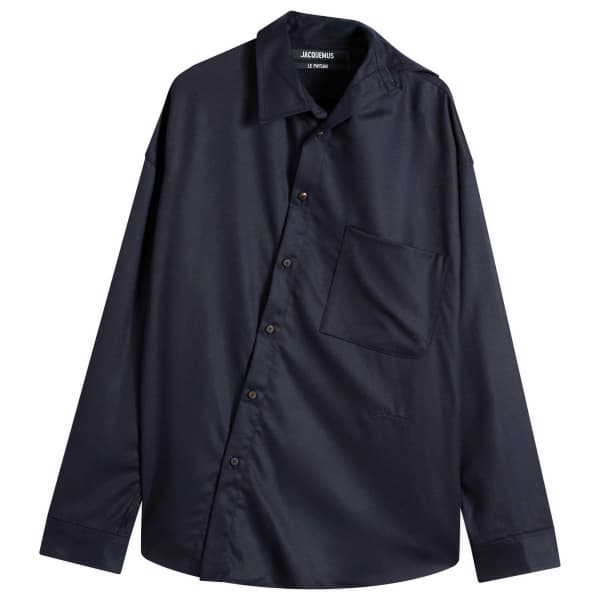 Рубашка с асимметричными пуговицами Jacquemus, темно-синий
Рубашка с асимметричными пуговицами Jacquemus, темно-синий