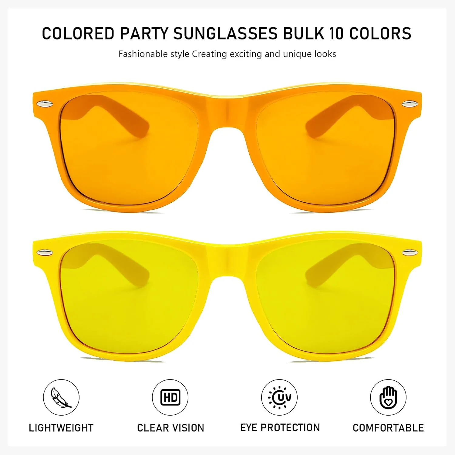 SUNOVELTIES Набор из 10/20 неоновых солнцезащитных очков для вечеринок, тонированные очки в стиле ретро, унисекс для взрослых, 20 Tinted Lens Color Frame
SUNOVELTIES Набор из 10/20 неоновых солнцезащитных очков для вечеринок, тонированные очки в стиле ретро, унисекс для взрослых, 20 Tinted Lens Color Frame
