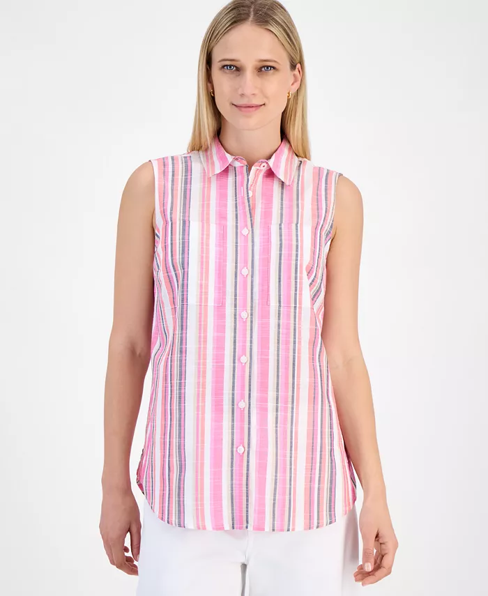Женская полосатая рубашка без рукавов на пуговицах Nautica Jeans, мультиколор
Женская полосатая рубашка без рукавов на пуговицах Nautica Jeans, мультиколор
