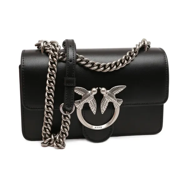 Миниатюрная кожаная сумка через плечо Love one Pinko, черный 
Миниатюрная кожаная сумка через плечо Love one Pinko, черный