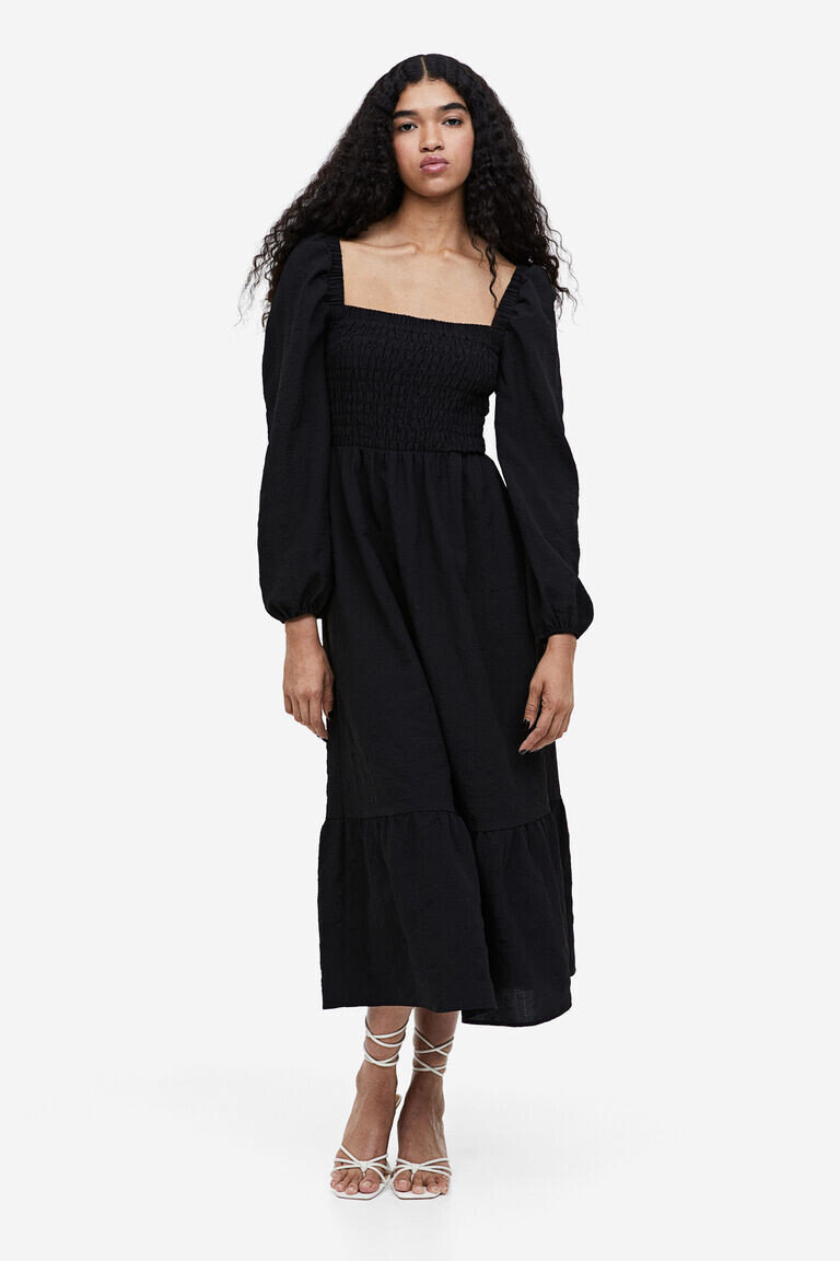 Платье из крепа со сборками H&M, черный
Платье из крепа со сборками H&M, черный