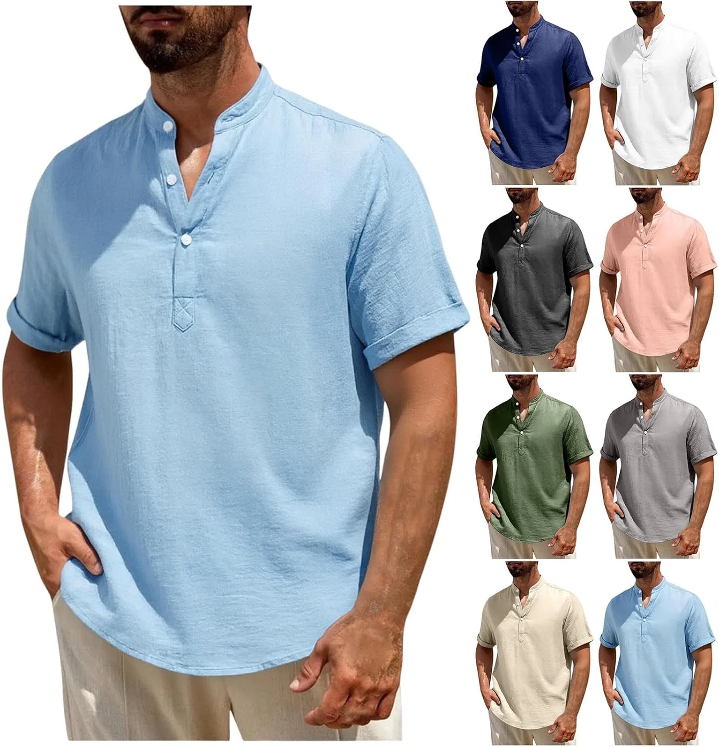 Хлопковая льняная рубашка для мужчин с коротким рукавом slim-fit
Хлопковая льняная рубашка для мужчин с коротким рукавом slim-fit