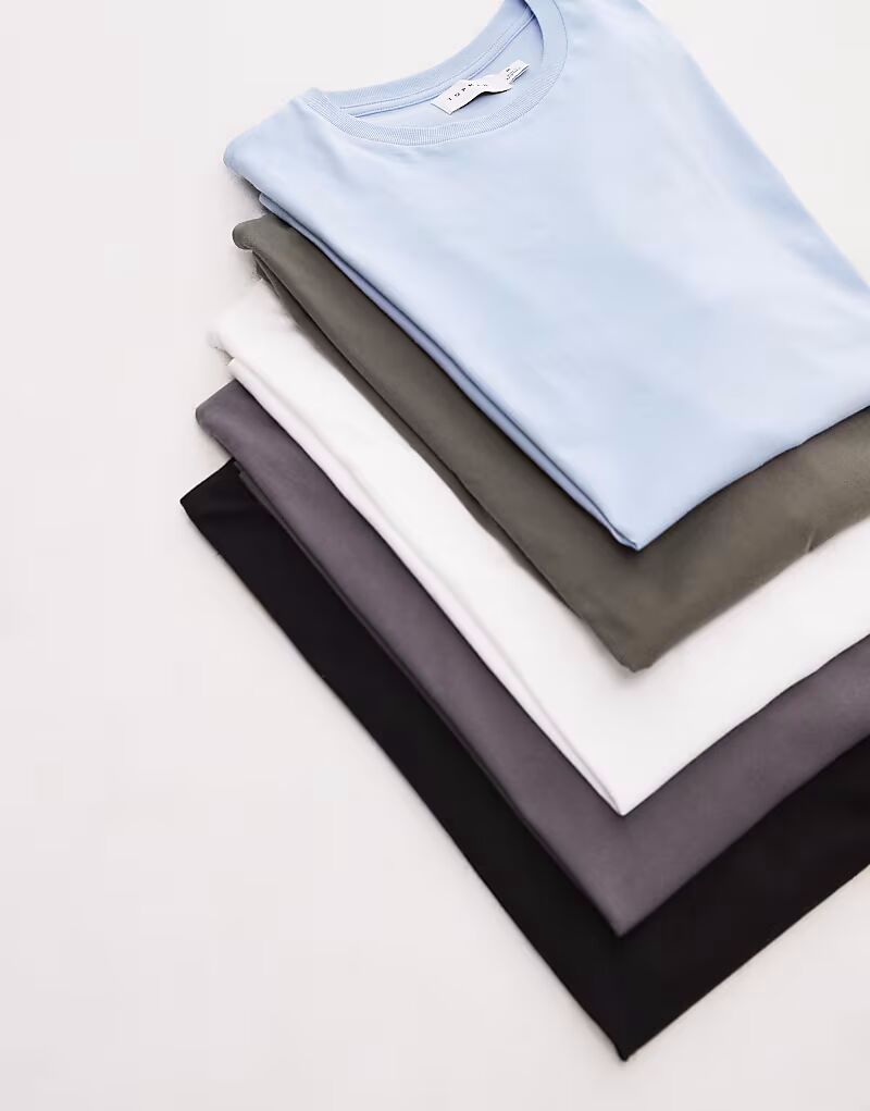 Упаковка из 5 футболок Topman стандартного кроя черного, белого, серого, хаки и светло-голубого цветов
Упаковка из 5 футболок Topman стандартного кроя черного, белого, серого, хаки и светло-голубого цветов