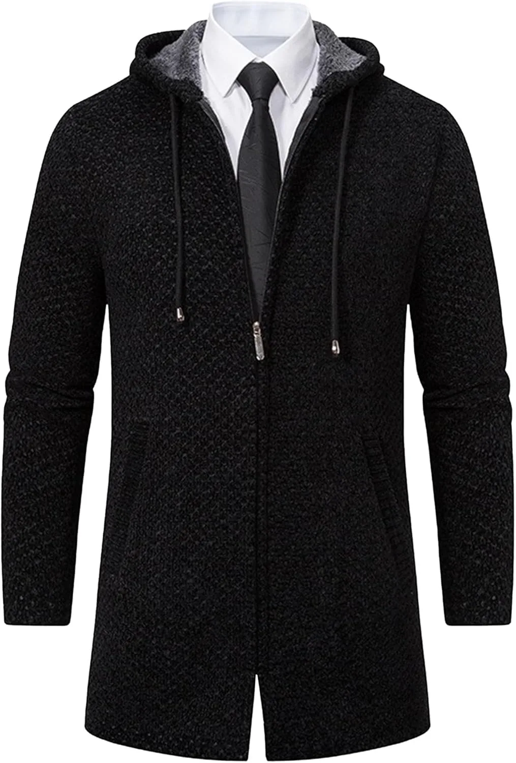 Мужской вязаный кардиган с капюшоном, Slim Fit, теплый, на молнии
Мужской вязаный кардиган с капюшоном, Slim Fit, теплый, на молнии