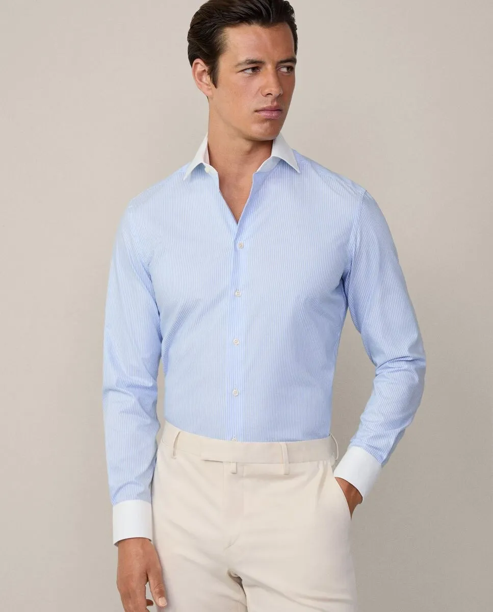 Мужская оксфордская рубашка в полоску строгого кроя Hackett, светло-голубой
Мужская оксфордская рубашка в полоску строгого кроя Hackett, светло-голубой