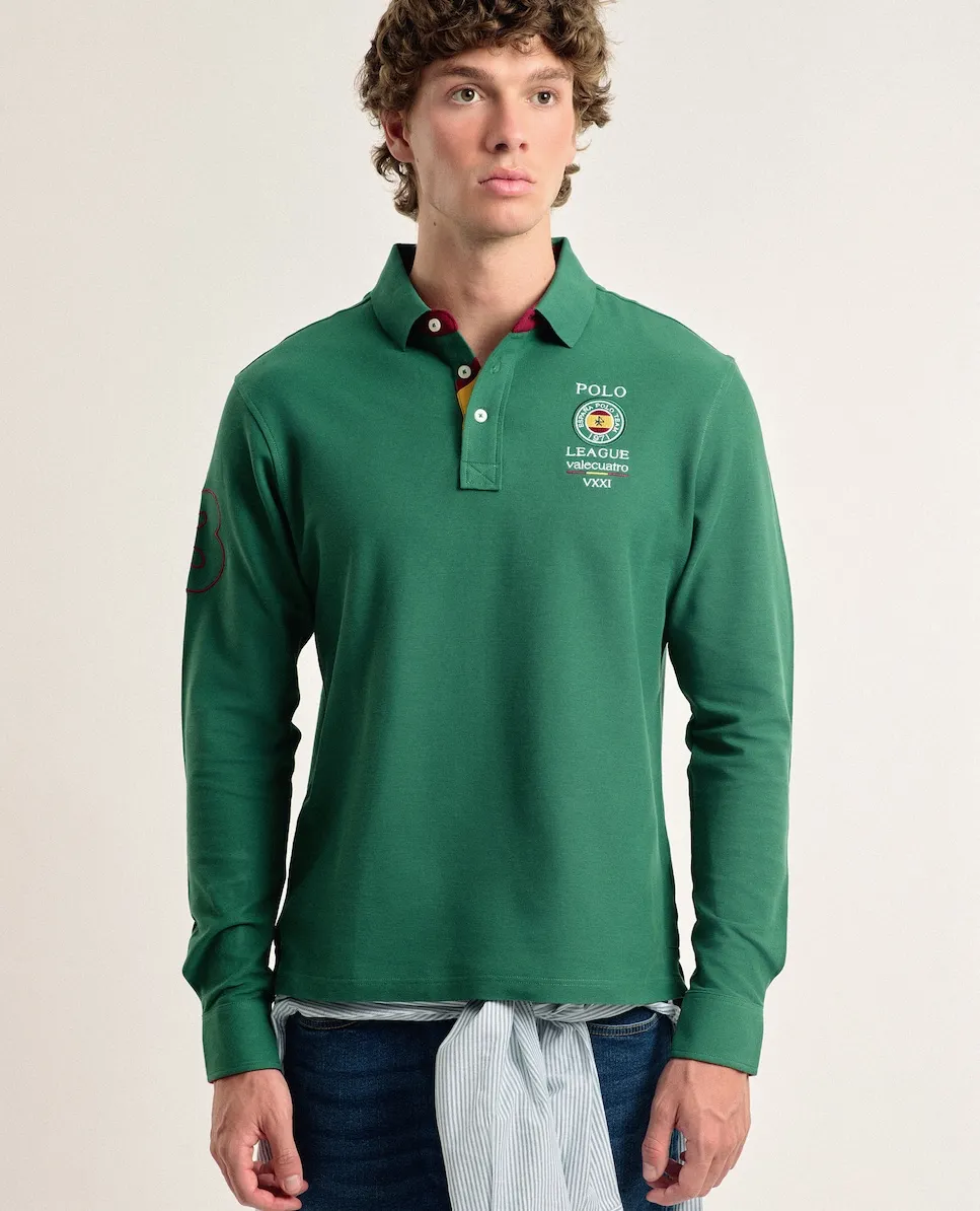 Мужское поло из пике классического кроя темно-зеленого цвета с длинными рукавами Valecuatro
Мужское поло из пике классического кроя темно-зеленого цвета с длинными рукавами Valecuatro