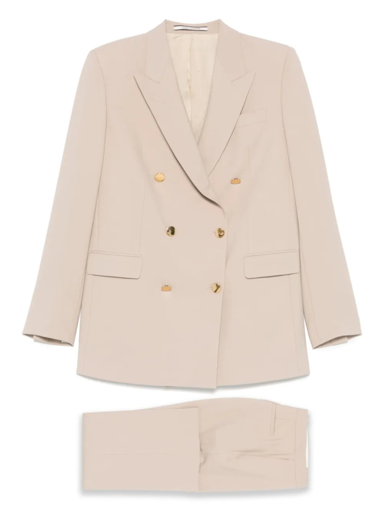 Двубортный костюм с заостренными лацканами Tagliatore, нейтральный 
Двубортный костюм с заостренными лацканами Tagliatore, нейтральный