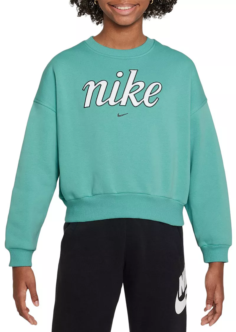 Флисовый свитшот свободного кроя с круглым вырезом Nike Sportswear Club для девочек, цвет Green Frost
Флисовый свитшот свободного кроя с круглым вырезом Nike Sportswear Club для девочек, цвет Green Frost