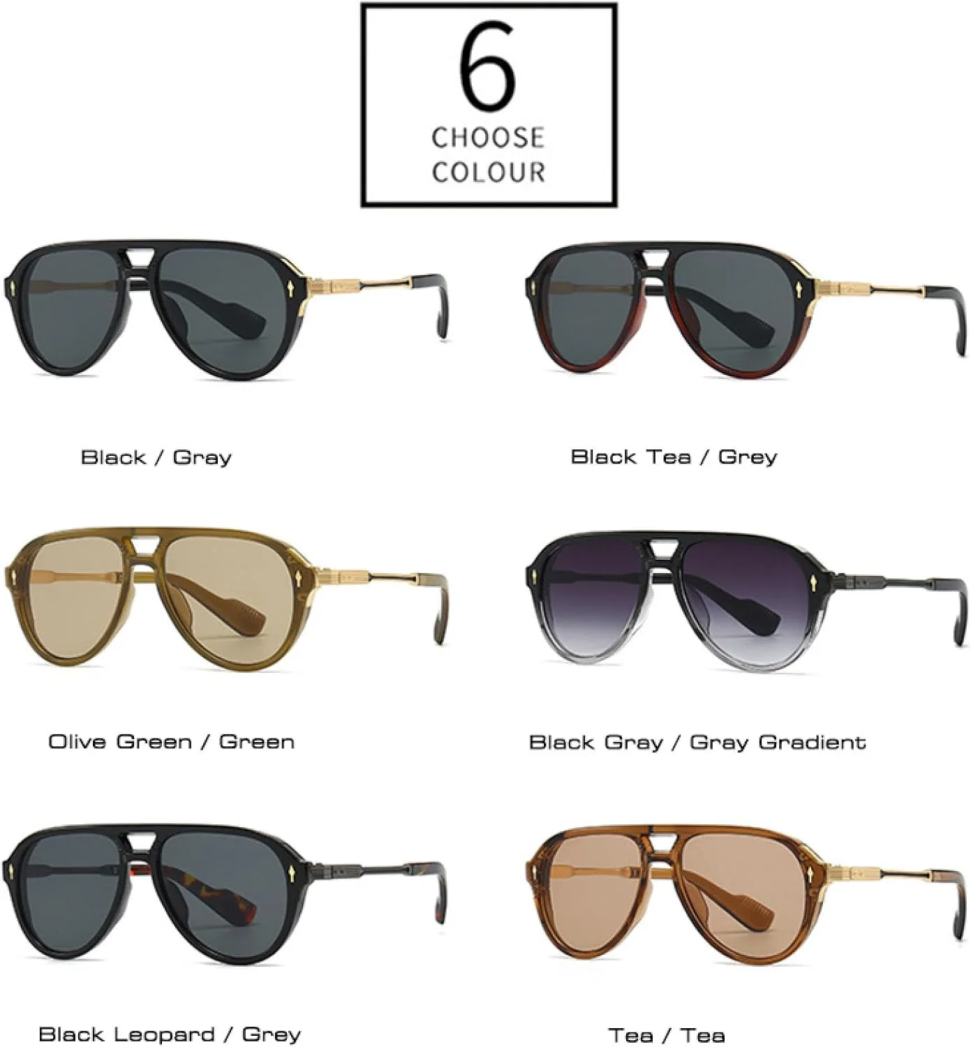 Солнцезащитные очки с защитой от УФ-излучения UV400 для женщин и мужчин | Двойные перемычки, заклепки | для занятий спортом на открытом воздухе DSVIGF, Black Gray
Солнцезащитные очки с защитой от УФ-излучения UV400 для женщин и мужчин | Двойные перемычки, заклепки | для занятий спортом на открытом воздухе DSVIGF, Black Gray