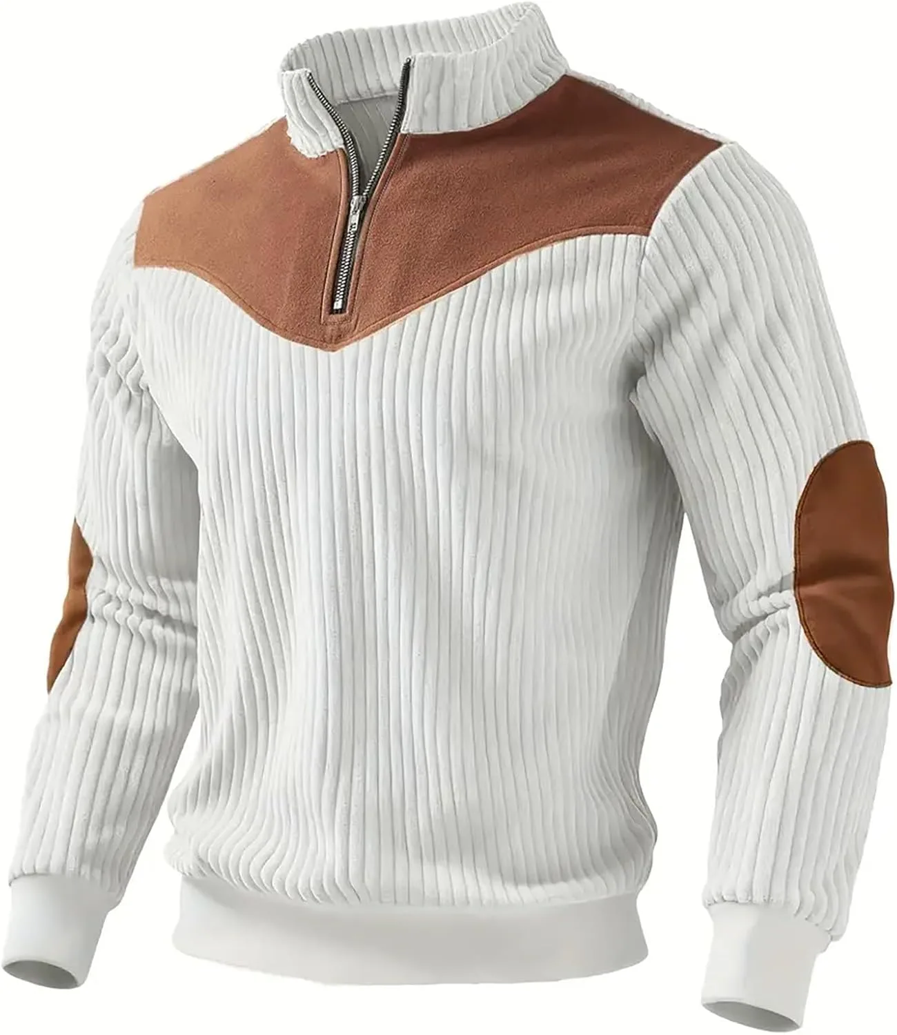 Мужской вельветовый пуловер с четвертью молнии и воротником-стойкой
Мужской вельветовый пуловер с четвертью молнии и воротником-стойкой