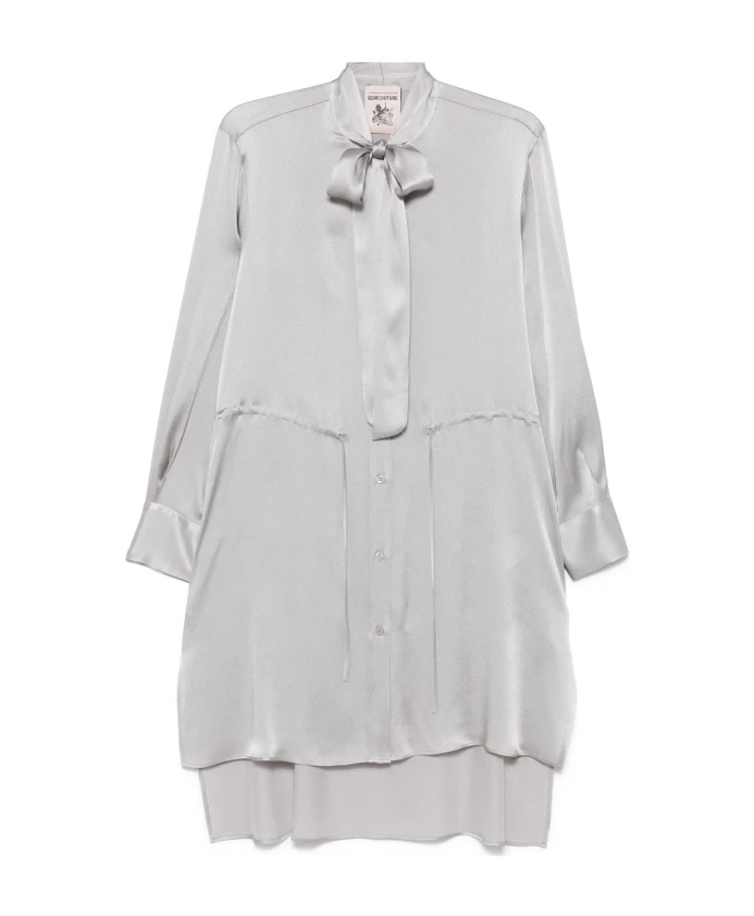 Серое платье с завязками на талии, длинными рукавами. Semicouture, серый
Серое платье с завязками на талии, длинными рукавами. Semicouture, серый