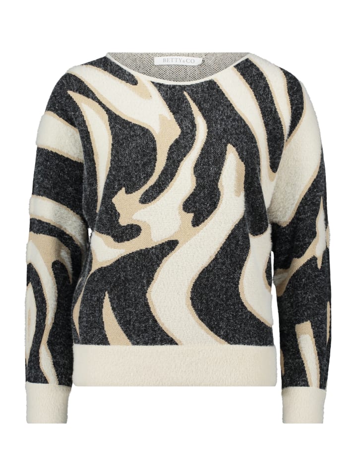Вязаный свитер с ребристыми манжетами в белом/черном цвете BETTY & CO
Вязаный свитер с ребристыми манжетами в белом/черном цвете BETTY & CO