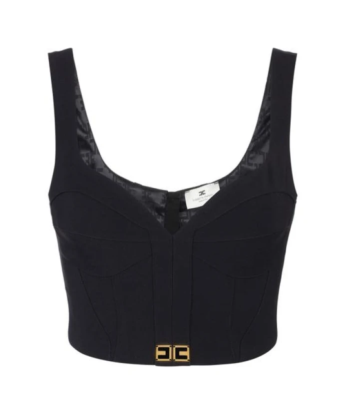 Топ из легкой креповой ткани с логотипом. Elisabetta Franchi, черный
Топ из легкой креповой ткани с логотипом. Elisabetta Franchi, черный