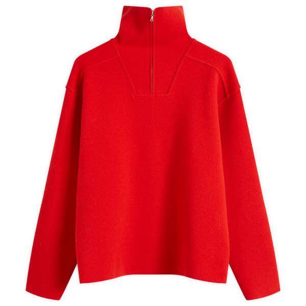 Плотная трикотажная куртка-черепаха на молнии Auralee, красный 
Плотная трикотажная куртка-черепаха на молнии Auralee, красный