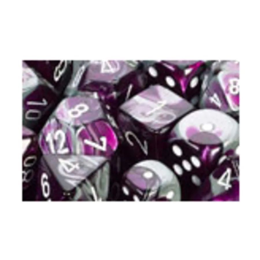 Поли-комплект: фиолетовый и стальной с белым (7), Dice - Gemini - Poly Sets (Chessex)
Поли-комплект: фиолетовый и стальной с белым (7), Dice - Gemini - Poly Sets (Chessex)