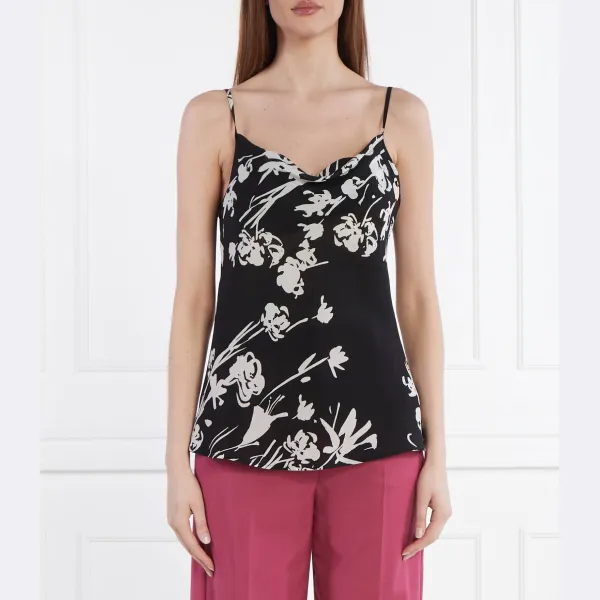 Шелковый топ стандартного кроя Marella, черный 
Шелковый топ стандартного кроя Marella, черный