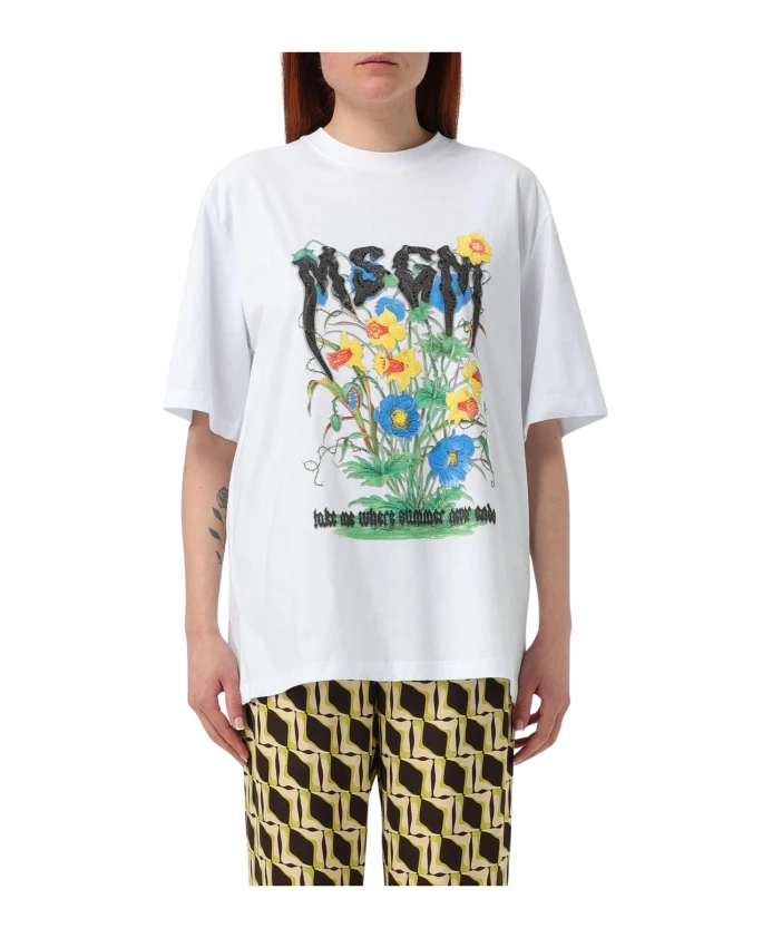 Футболка с цветочным принтом в летнем стиле Msgm, белый
Футболка с цветочным принтом в летнем стиле Msgm, белый