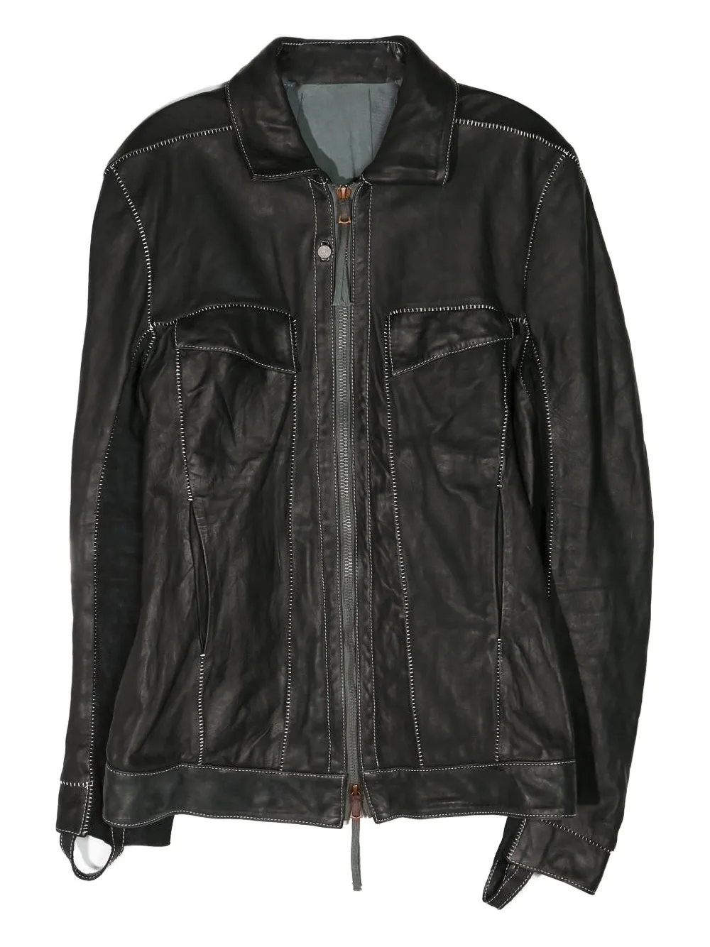 Кожаная куртка с контрастной строчкой Boris Bidjan Saberi, черный
Кожаная куртка с контрастной строчкой Boris Bidjan Saberi, черный