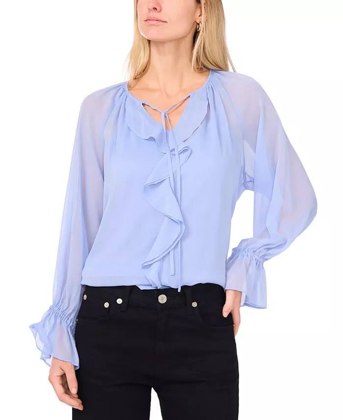 Женская блузка с длинным рукавом и оборкой спереди Vince Camuto, синий
Женская блузка с длинным рукавом и оборкой спереди Vince Camuto, синий