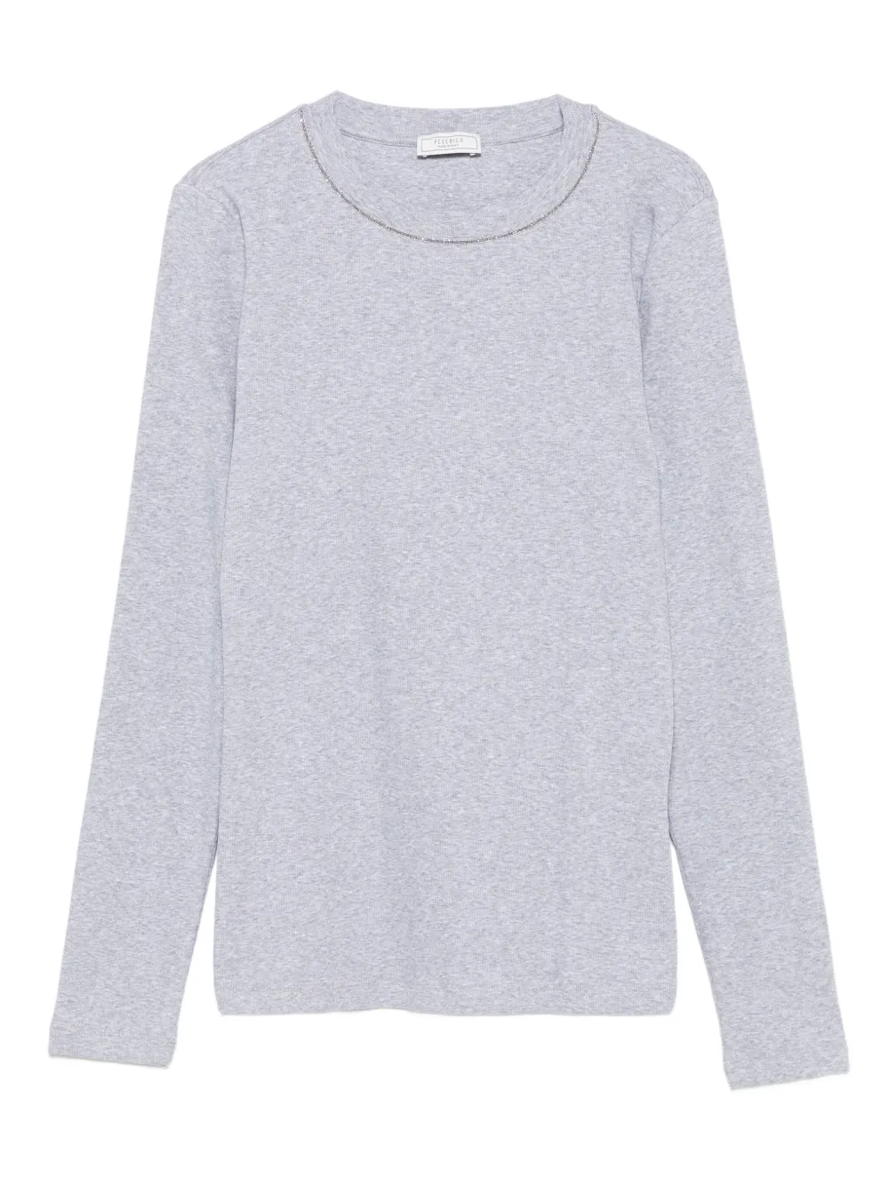 Лонгслив с декорированным воротником Peserico, серый 
Лонгслив с декорированным воротником Peserico, серый