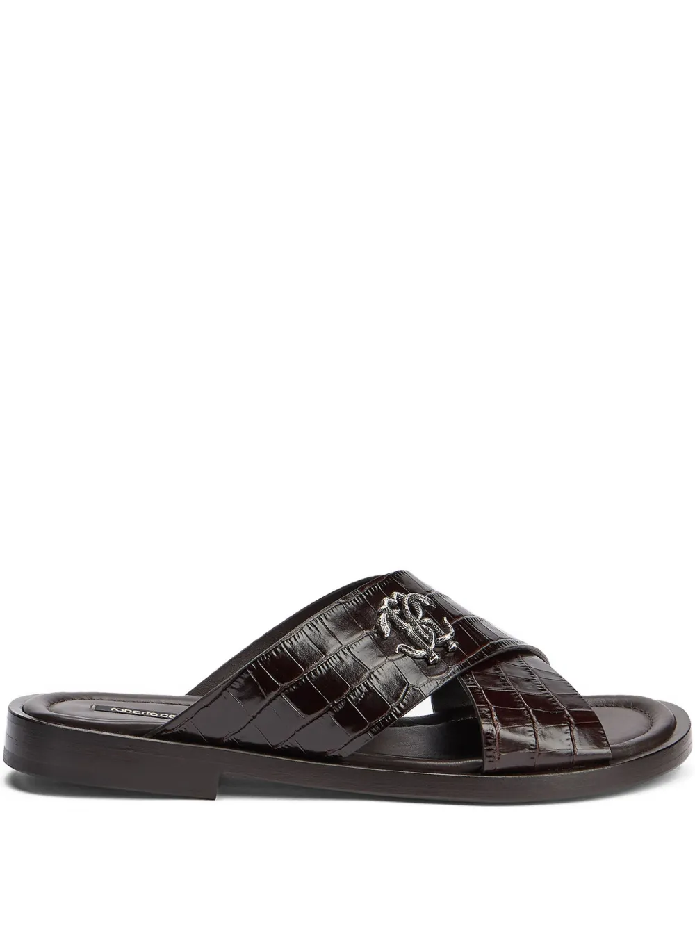 Босоножки с эффектом кожи крокодила и логотипом Roberto Cavalli, коричневый
Босоножки с эффектом кожи крокодила и логотипом Roberto Cavalli, коричневый