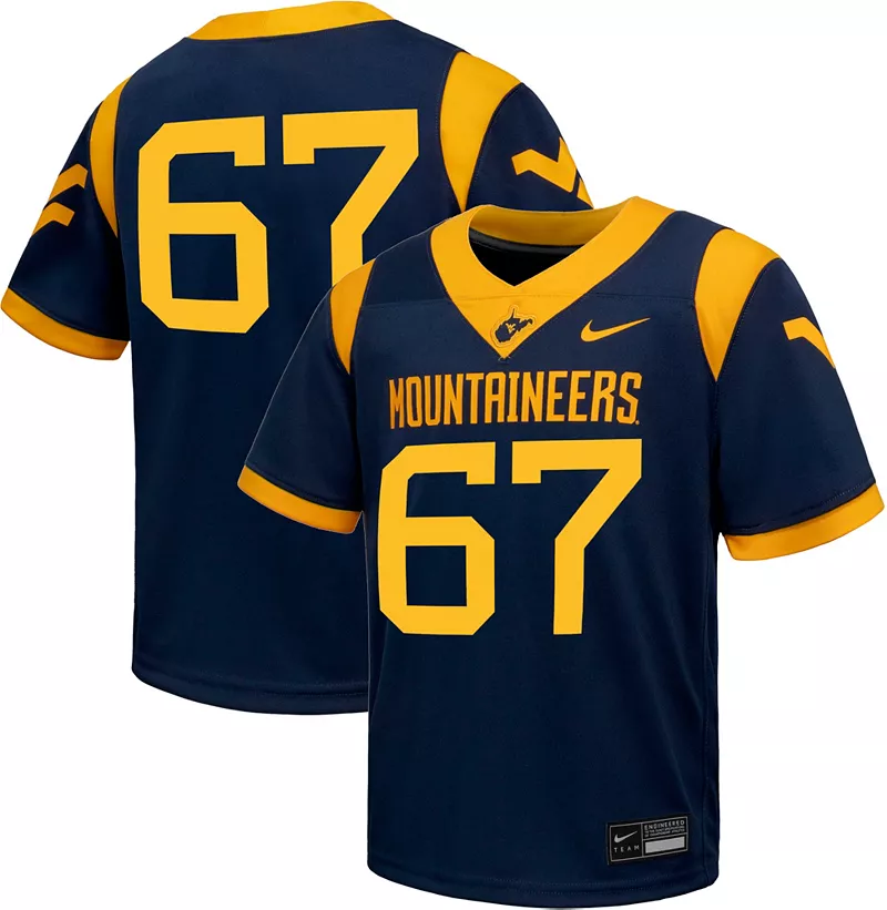 Домашняя футбольная майка Nike Toddler West Virginia Mountaineers #67 синяя реплика
Домашняя футбольная майка Nike Toddler West Virginia Mountaineers #67 синяя реплика