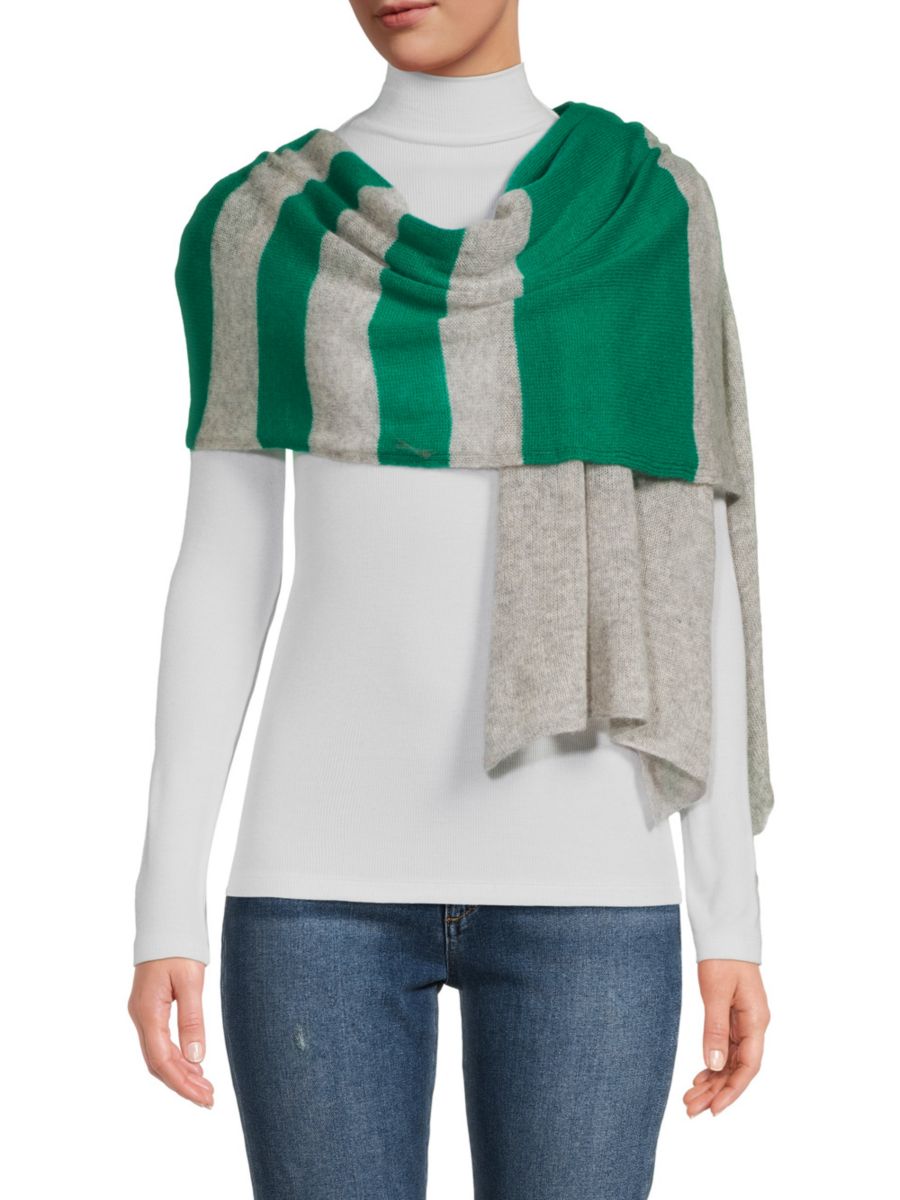 Большой полосатый шарф из кашемирового джерси Portolano, зеленый
Большой полосатый шарф из кашемирового джерси Portolano, зеленый