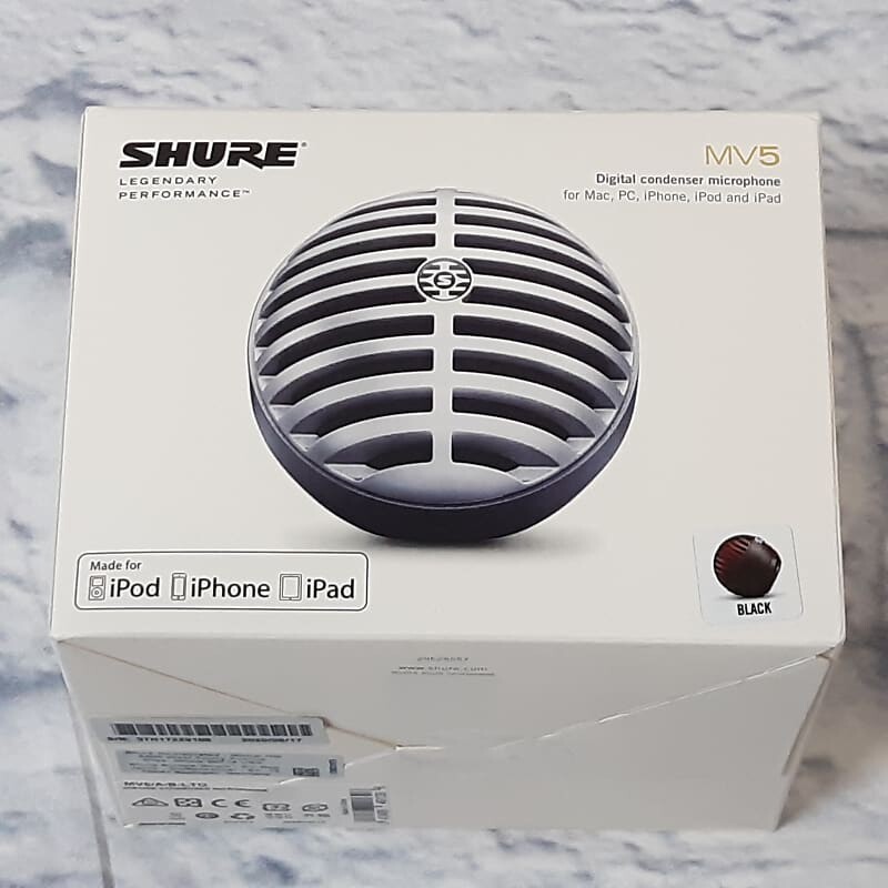 Конденсаторный микрофон Shure MOTIV MV5-B Lightning / USB Condenser Microphone
Конденсаторный микрофон Shure MOTIV MV5-B Lightning / USB Condenser Microphone