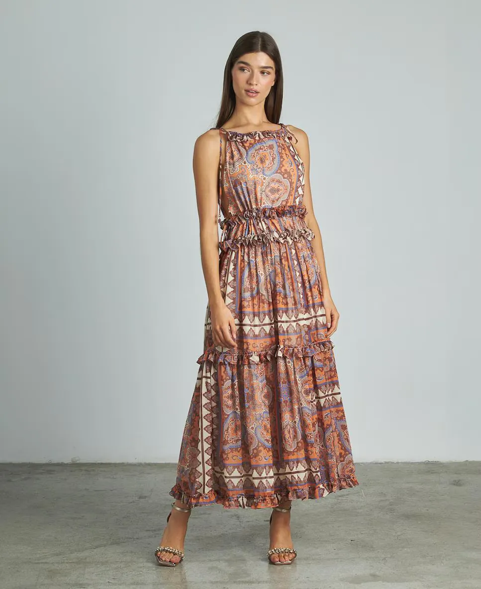 Миди-платье с принтом и воротником халтер Alma en Pena, коричневый
Миди-платье с принтом и воротником халтер Alma en Pena, коричневый