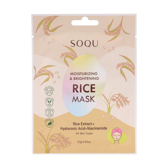 Увлажняющая и осветляющая рисовая маска для лица SOQU, 23 гр 
Увлажняющая и осветляющая рисовая маска для лица SOQU, 23 гр
