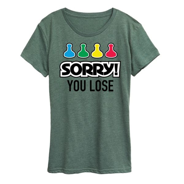 Женская футболка с надписью «Sorry You Lost» от Hasbro, зеленый
Женская футболка с надписью «Sorry You Lost» от Hasbro, зеленый