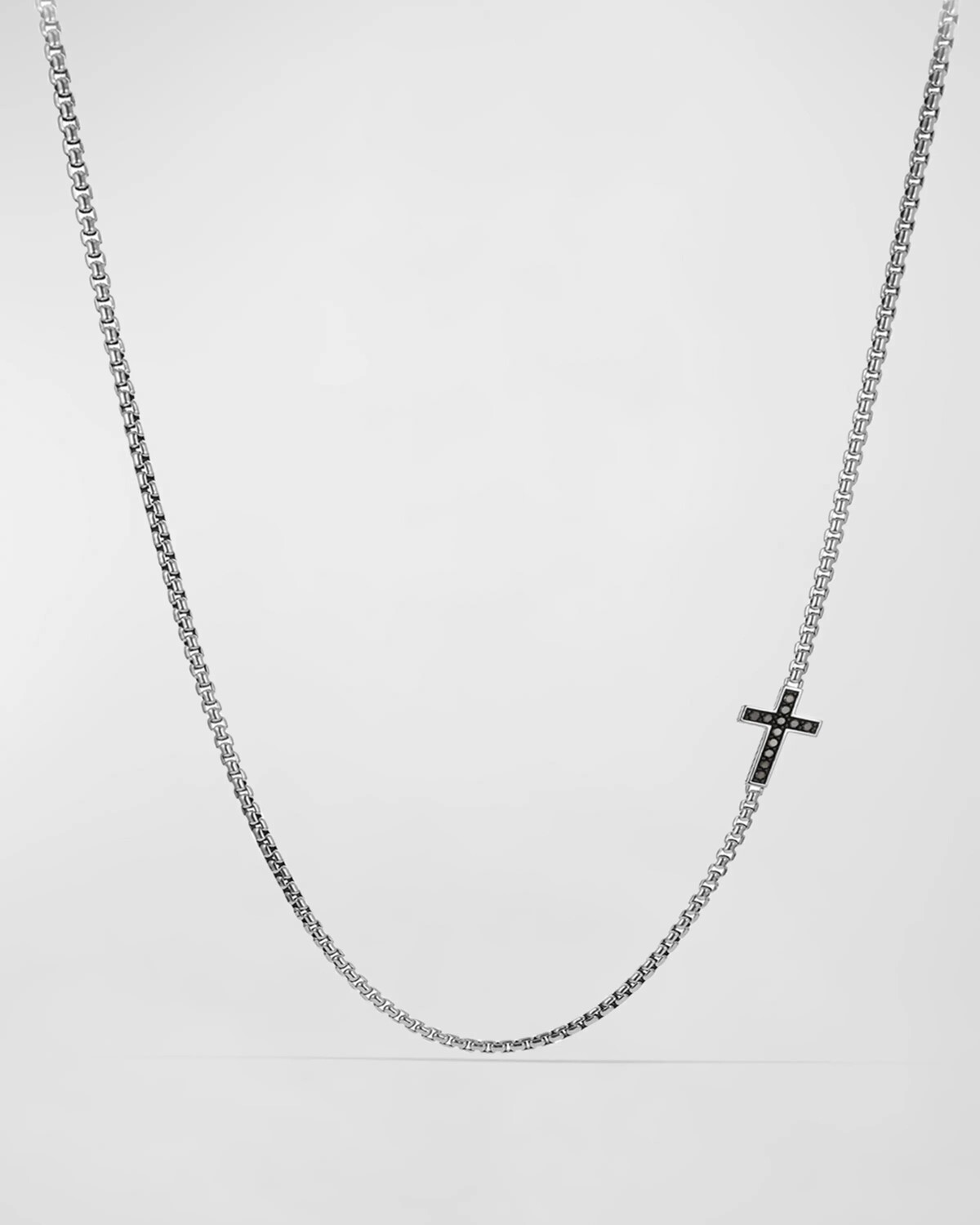 Мужское серебряное обтекаемое колье-крест с черными бриллиантами David Yurman
Мужское серебряное обтекаемое колье-крест с черными бриллиантами David Yurman