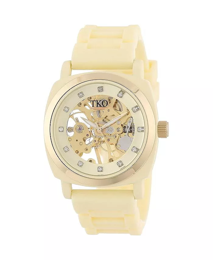 Женские скелетон-часы с механическим механизмом и резиновым ремешком, цвет кремовый TKO
Женские скелетон-часы с механическим механизмом и резиновым ремешком, цвет кремовый TKO
