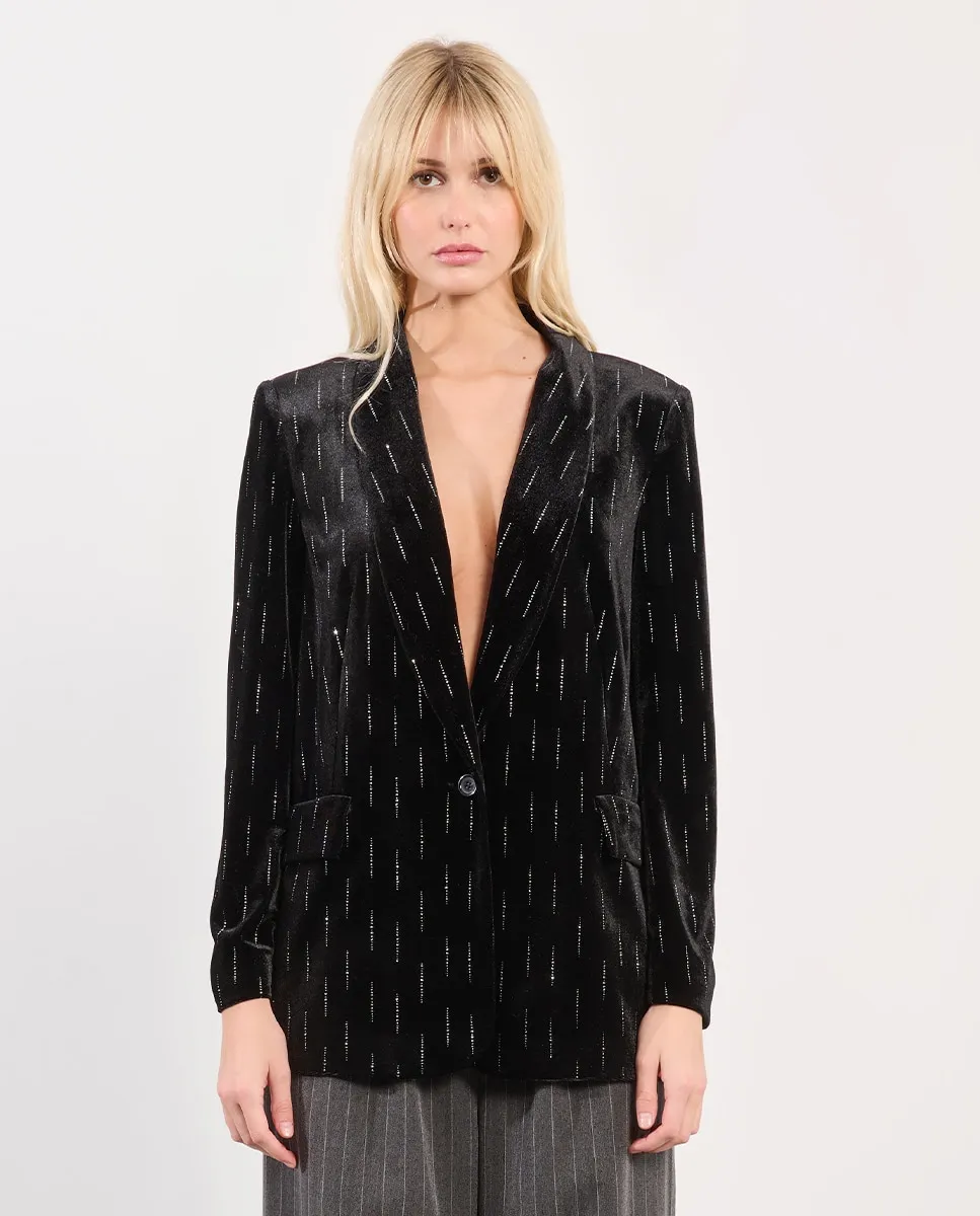 Женский бархатный блейзер с блестящей отделкой Lili Sidonio, черный
Женский бархатный блейзер с блестящей отделкой Lili Sidonio, черный