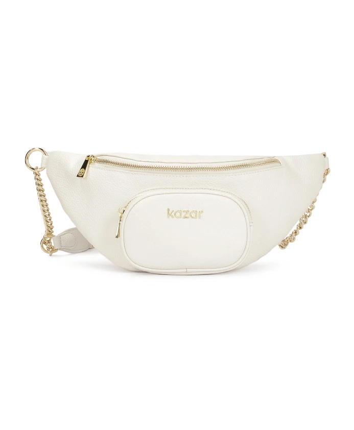 Кожаная поясная сумка белого цвета. Kazar, белый
Кожаная поясная сумка белого цвета. Kazar, белый