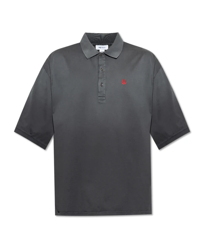 Хлопковая рубашка-поло с вышитым логотипом. Alexander Mcqueen, серый
Хлопковая рубашка-поло с вышитым логотипом. Alexander Mcqueen, серый