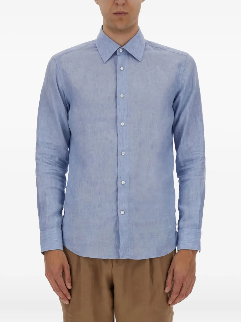 Льняная рубашка с длинными рукавами BOSS, синий 
Льняная рубашка с длинными рукавами BOSS, синий