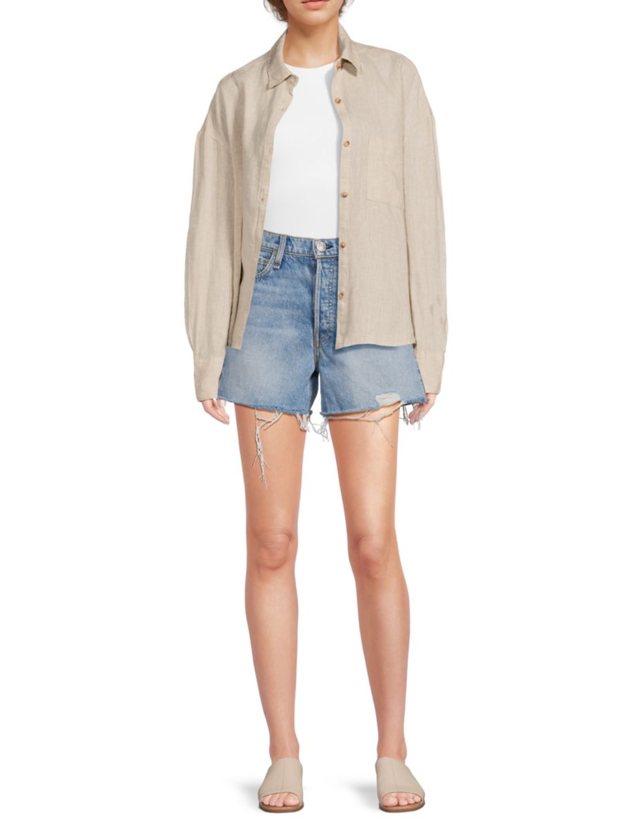 Рубашка оверсайз из 100% льна Saks Fifth Avenue, бежевый
Рубашка оверсайз из 100% льна Saks Fifth Avenue, бежевый