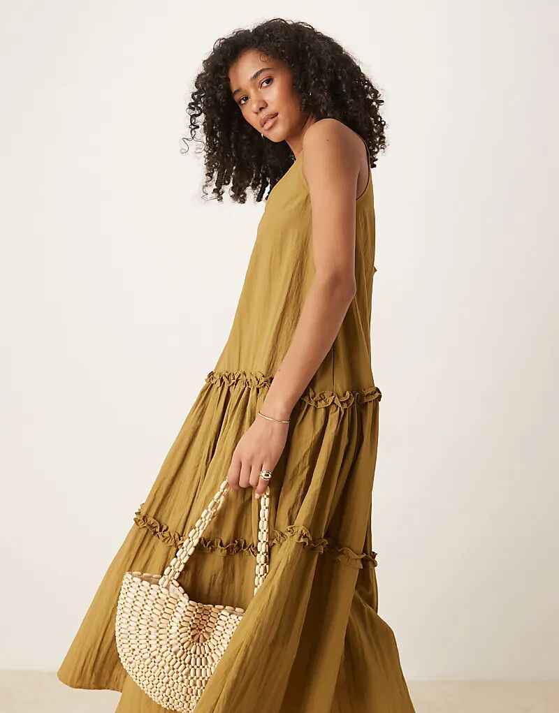 Платье мидакси Ghospell с многоуровневыми воланами оливкового цвета
Платье мидакси Ghospell с многоуровневыми воланами оливкового цвета