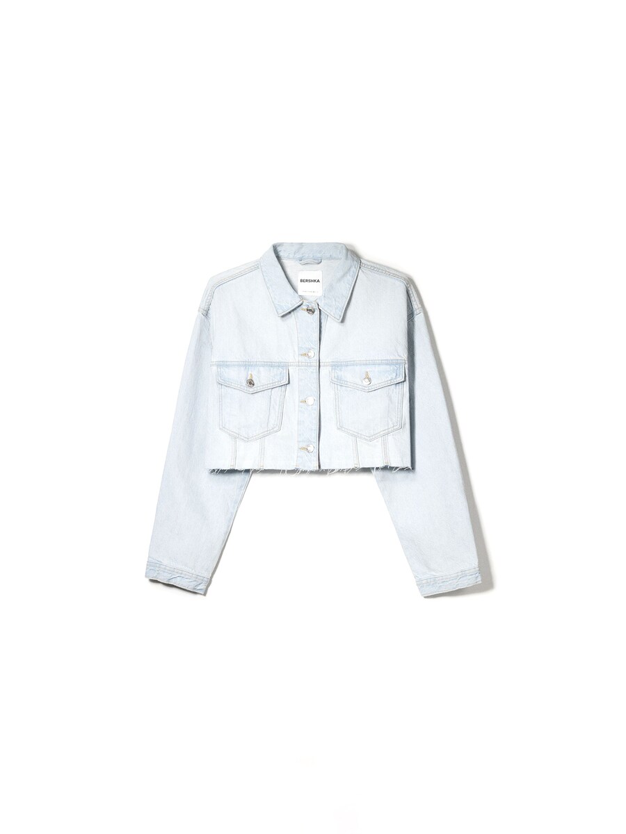 Межсезонная куртка Bershka, синий деним
Межсезонная куртка Bershka, синий деним
