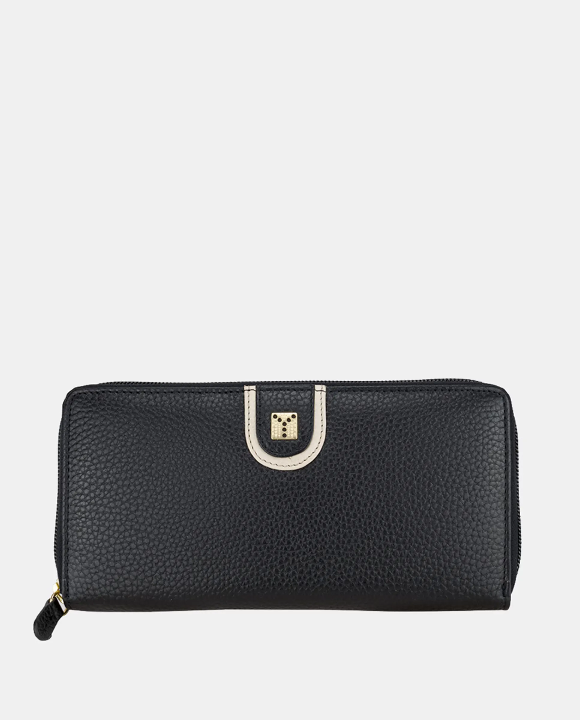 Женский большой кошелек YANCCI из кожи с широкой контрастной отделкой цвета ivory на ремешке и металлическим логотипом золотого цвета, черный
Женский большой кошелек YANCCI из кожи с широкой контрастной отделкой цвета ivory на ремешке и металлическим логотипом золотого цвета, черный