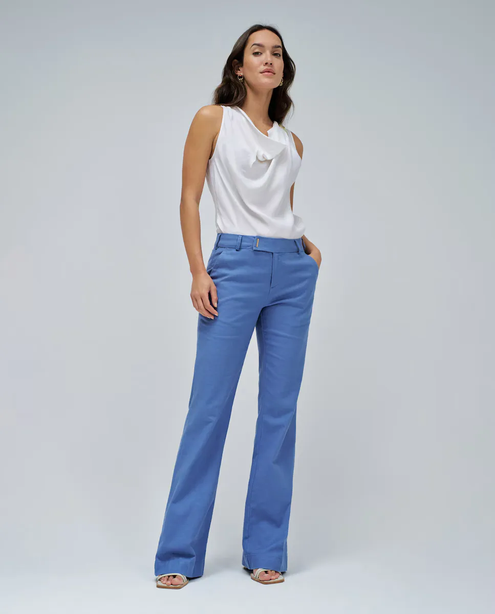 Женские расклешенные льняные брюки-чинос с высокой посадкой Salsa Jeans, синий 
Женские расклешенные льняные брюки-чинос с высокой посадкой Salsa Jeans, синий