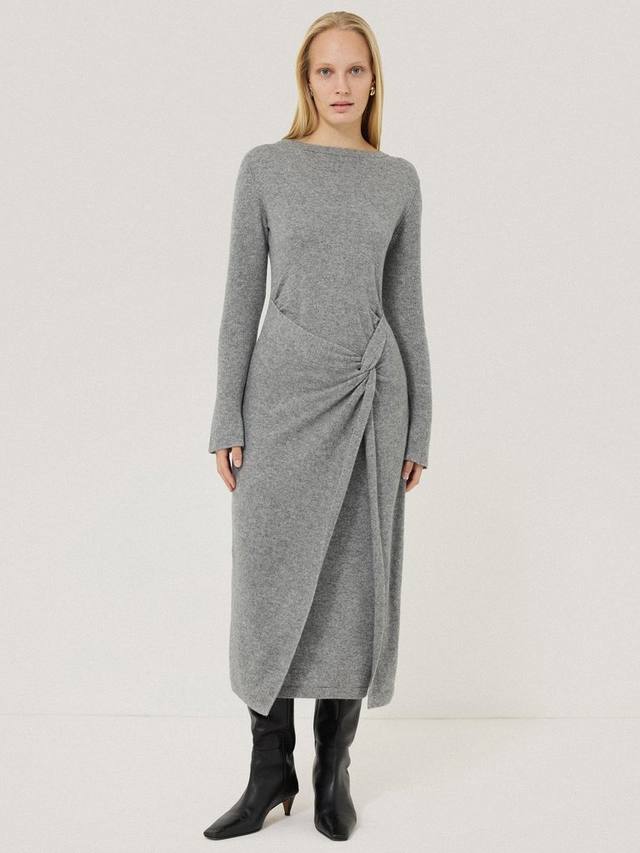 Шерстяное богатое платье с узловым поясом Jigsaw, серый
Шерстяное богатое платье с узловым поясом Jigsaw, серый