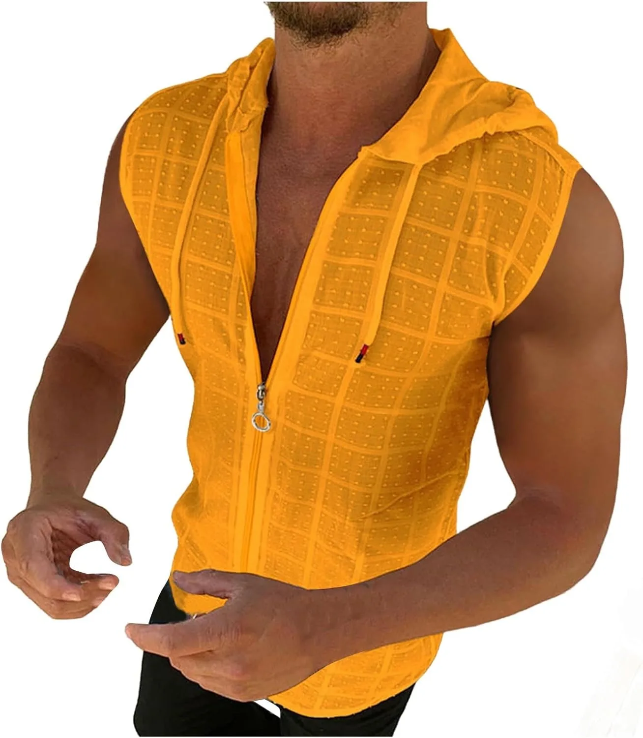 Мужская дышащая худи-майка с капюшоном на молнии для тренировок
Мужская дышащая худи-майка с капюшоном на молнии для тренировок